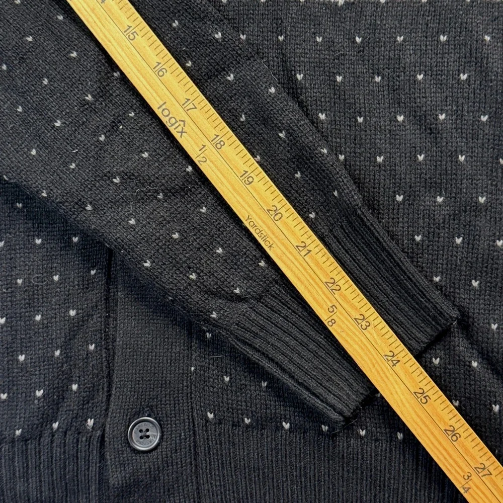 Marc Ecko Cut & Sew Mens Shawl Collar Cardigan Black Grey Fair Isle Sweater Med